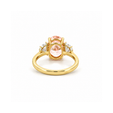 14K Gold Lab Grown Oval Pink Diamond Three Stone Solitaire Engagement Ring