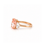 14K Gold Lab Grown Oval Pink Diamond Three Stone Solitaire Engagement Ring