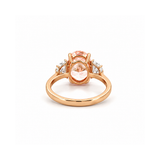 14K Gold Lab Grown Oval Pink Diamond Three Stone Solitaire Engagement Ring
