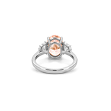 14K Gold Lab Grown Oval Pink Diamond Three Stone Solitaire Engagement Ring