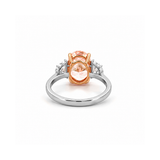 14K Gold Lab Grown Oval Pink Diamond Three Stone Solitaire Engagement Ring