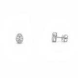 14K Gold Lab Grown Oval Diamond Bezel Stud Earrings