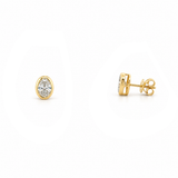 14K Gold Lab Grown Oval Diamond Bezel Stud Earrings