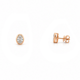 14K Gold Lab Grown Oval Diamond Bezel Stud Earrings