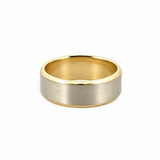 14K Gold Two Tone Beveled Mens Band
