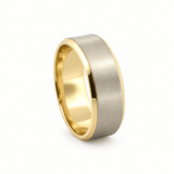 14K Gold Two Tone Beveled Mens Band