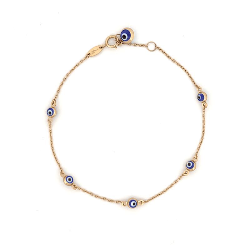 14K Yellow Gold Evil Eye Bracelet