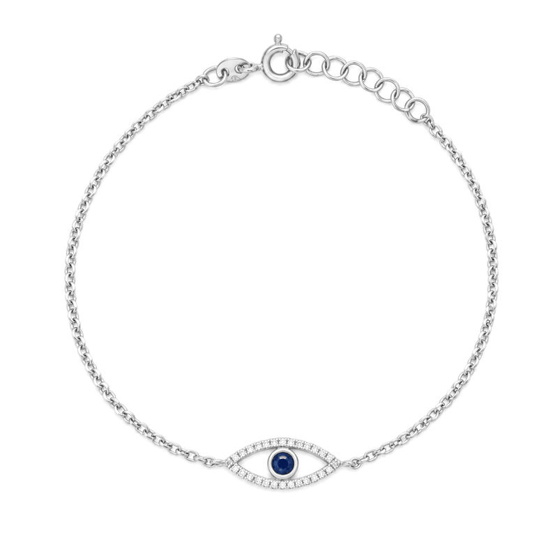 14K Gold Sapphire and Diamond Evil Eye Bracelet