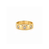 14K Gold Three Stone Inset Round Diamond Band