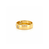 14K Gold Three Stone Inset Round Diamond Band