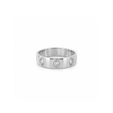 14K Gold Three Stone Inset Round Diamond Band