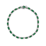 14K Gold Oval Cut Emerald and Round Diamond Bracelet