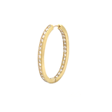 14K Gold Outer Natural Oval Hoop Diamond Earrings