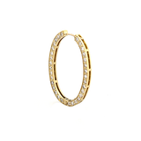 14K Gold Outer Natural Oval Hoop Diamond Earrings