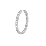 14K Gold Outer Natural Oval Hoop Diamond Earrings