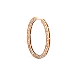 14K Gold Outer Natural Oval Hoop Diamond Earrings