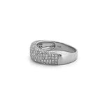 14K Gold Offset 3D Pavé Band