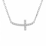 14K Gold Diamond Small Sideways Cross Necklace