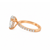 14K Gold 3.00 Carat Lab Grown Pear Diamond Prong Set Under Halo Engagement Ring