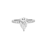 14K Gold 3.00 Carat Lab Grown Pear Diamond Prong Set Under Halo Engagement Ring