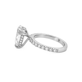 14K Gold 3.00 Carat Lab Grown Pear Diamond Prong Set Under Halo Engagement Ring