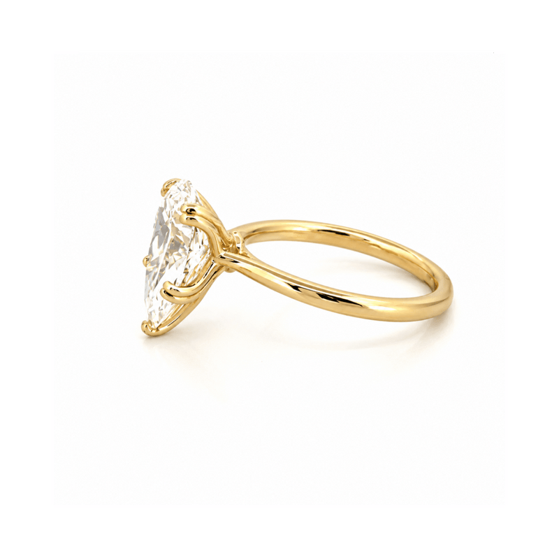 14K Gold Lab Grown Pear Cut Diamond Floral Solitaire Engagement Ring