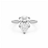 14K Gold Lab Grown Pear Cut Diamond Floral Solitaire Engagement Ring
