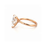14K Gold Lab Grown Pear Cut Diamond Floral Solitaire Engagement Ring