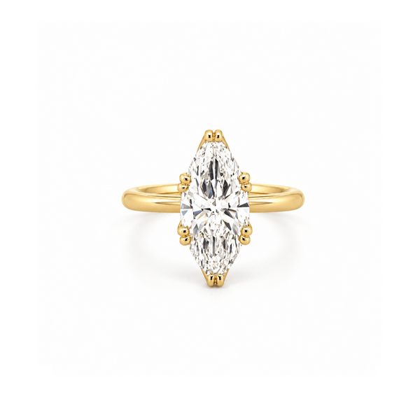 14K Gold Lab Grown Marquise Cut Diamond Floral Solitaire Engagement Ring