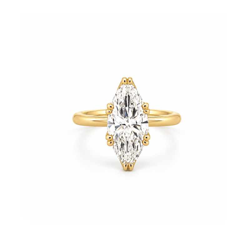 14K Gold Lab Grown Marquise Cut Diamond Floral Solitaire Engagement Ring