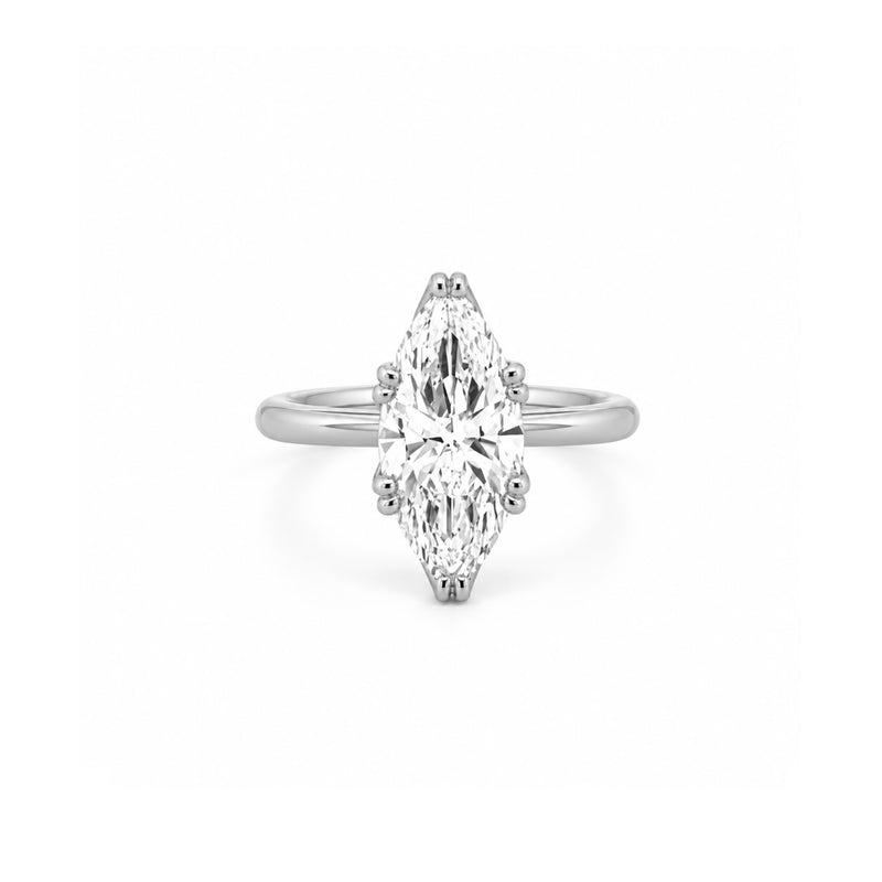 14K Gold Lab Grown Marquise Cut Diamond Floral Solitaire Engagement Ring