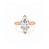 14K Gold Lab Grown Marquise Cut Diamond Floral Solitaire Engagement Ring