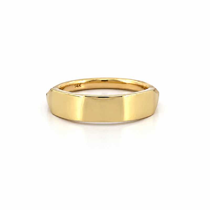14K Gold Wide Personalized ID Ring