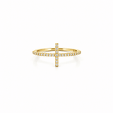 14K Gold Diamond Cross Ring