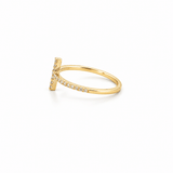 14K Gold Diamond Cross Ring