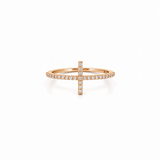 14K Gold Diamond Cross Ring