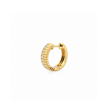 14K Gold Diamond Edge Ribbed Huggie Earrings