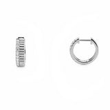 14K Gold Diamond Edge Ribbed Huggie Earrings