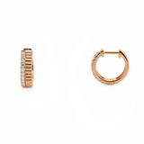 14K Gold Diamond Edge Ribbed Huggie Earrings