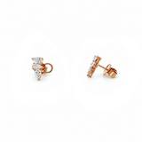 14K Gold Lab Grown Diamond Three Pear Cluster Stud Earrings