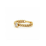 14K Gold Cuban Oval Diamond Bezel Ring