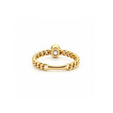 14K Gold Cuban Oval Diamond Bezel Ring
