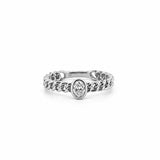 14K Gold Cuban Oval Diamond Bezel Ring