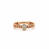 14K Gold Cuban Oval Diamond Bezel Ring