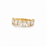14K Gold Emerald and Pear Wavy Diamond Band