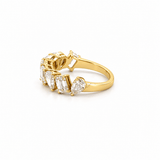14K Gold Emerald and Pear Wavy Diamond Band