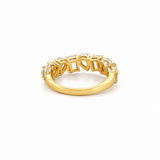 14K Gold Emerald and Pear Wavy Diamond Band