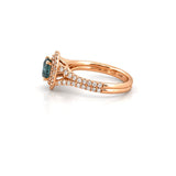 14K Gold Round Blue Moissanite Double Split Shank Engagement Ring