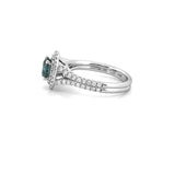14K Gold Round Blue Moissanite Double Split Shank Engagement Ring