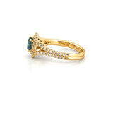14K Gold Round Blue Moissanite Double Split Shank Engagement Ring